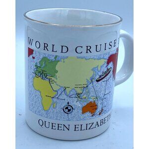 Queen Elizabeth World Cruise Map 1991 Coffee Memorable Mug /England